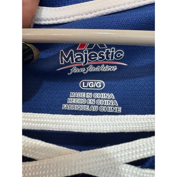 Majestic Womens Large Indianapolis Colts Sequin Logo Lace-Up T-Shirt Blue & Whit - Picture 3 of 6